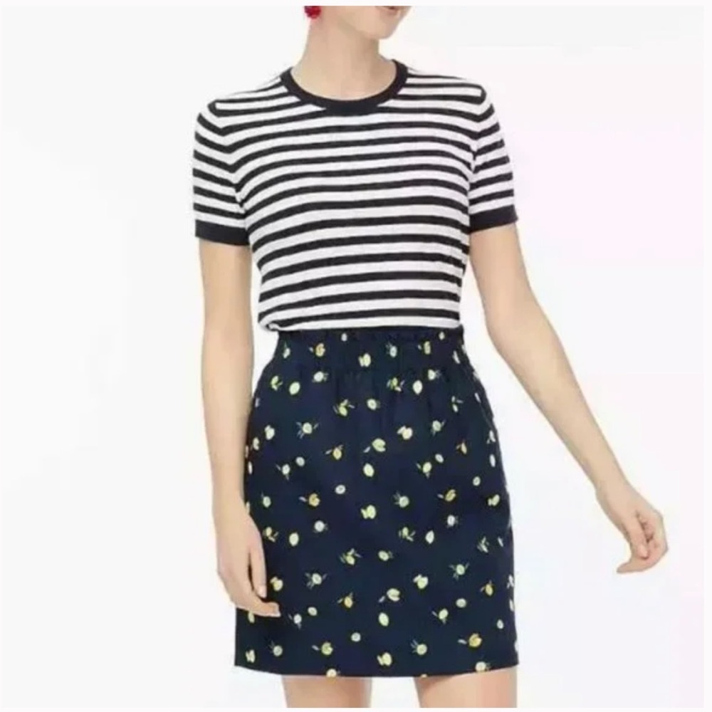 J. Crew lemon print linen blend skirt NWT